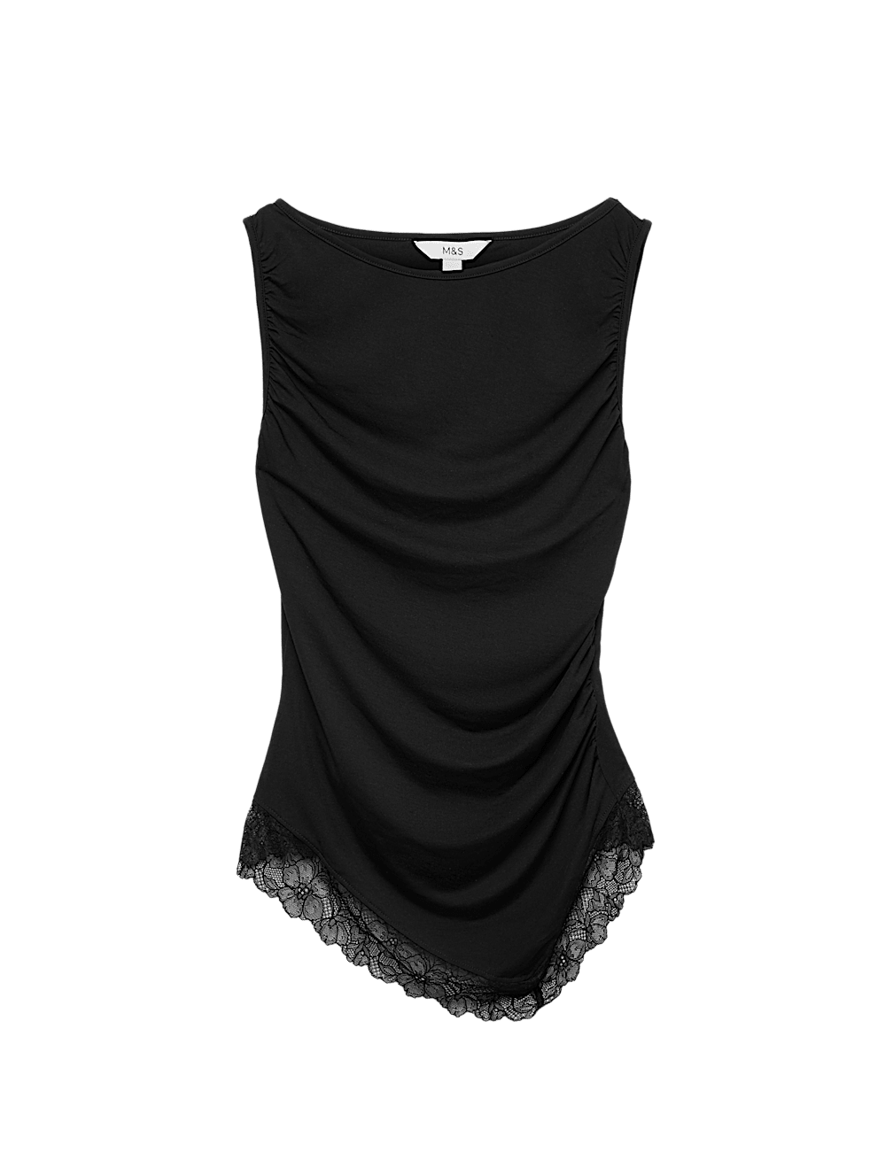 Modal Rich Lace Asymmetric Sleeveless Top