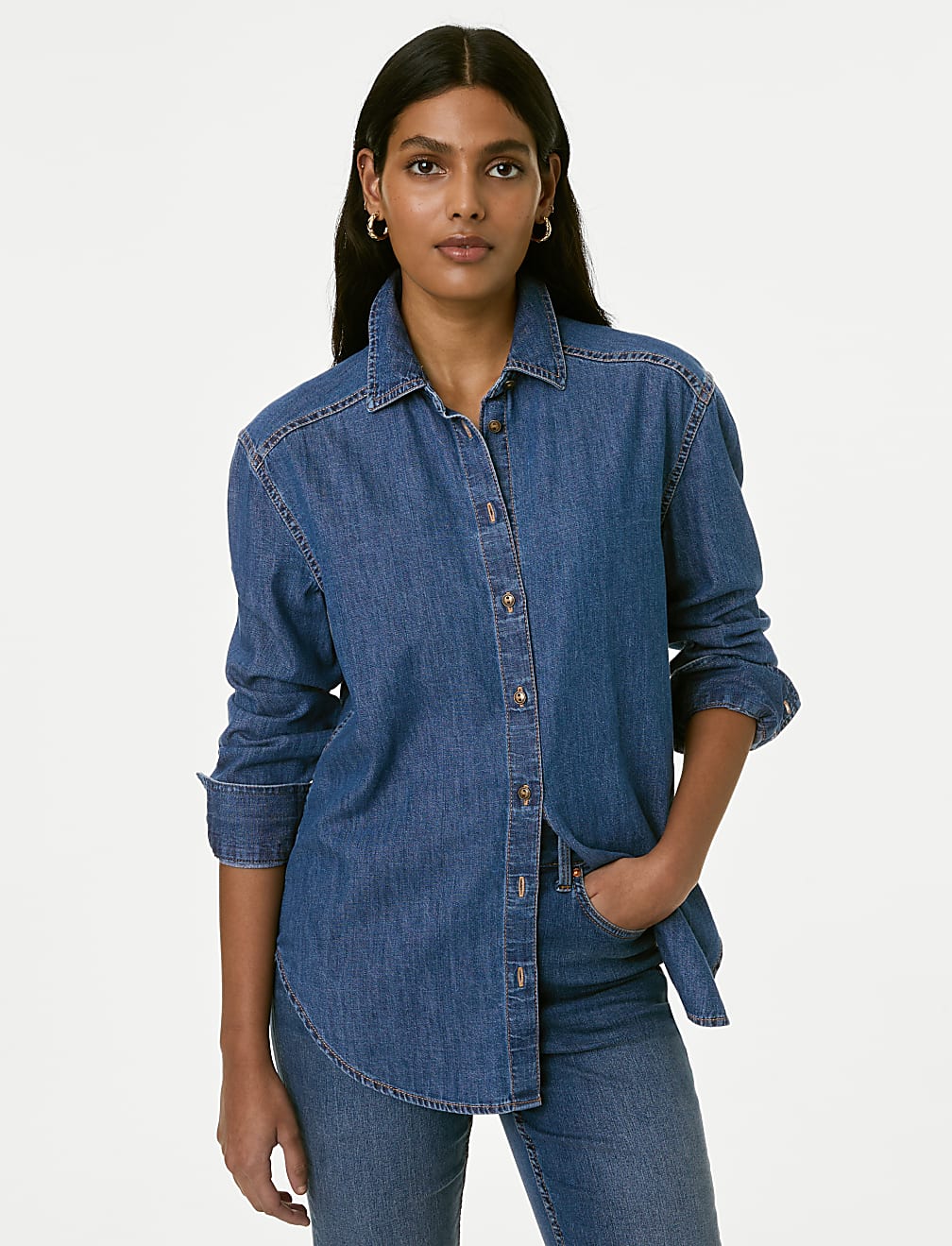 Denim Collared Relaxed Shirt