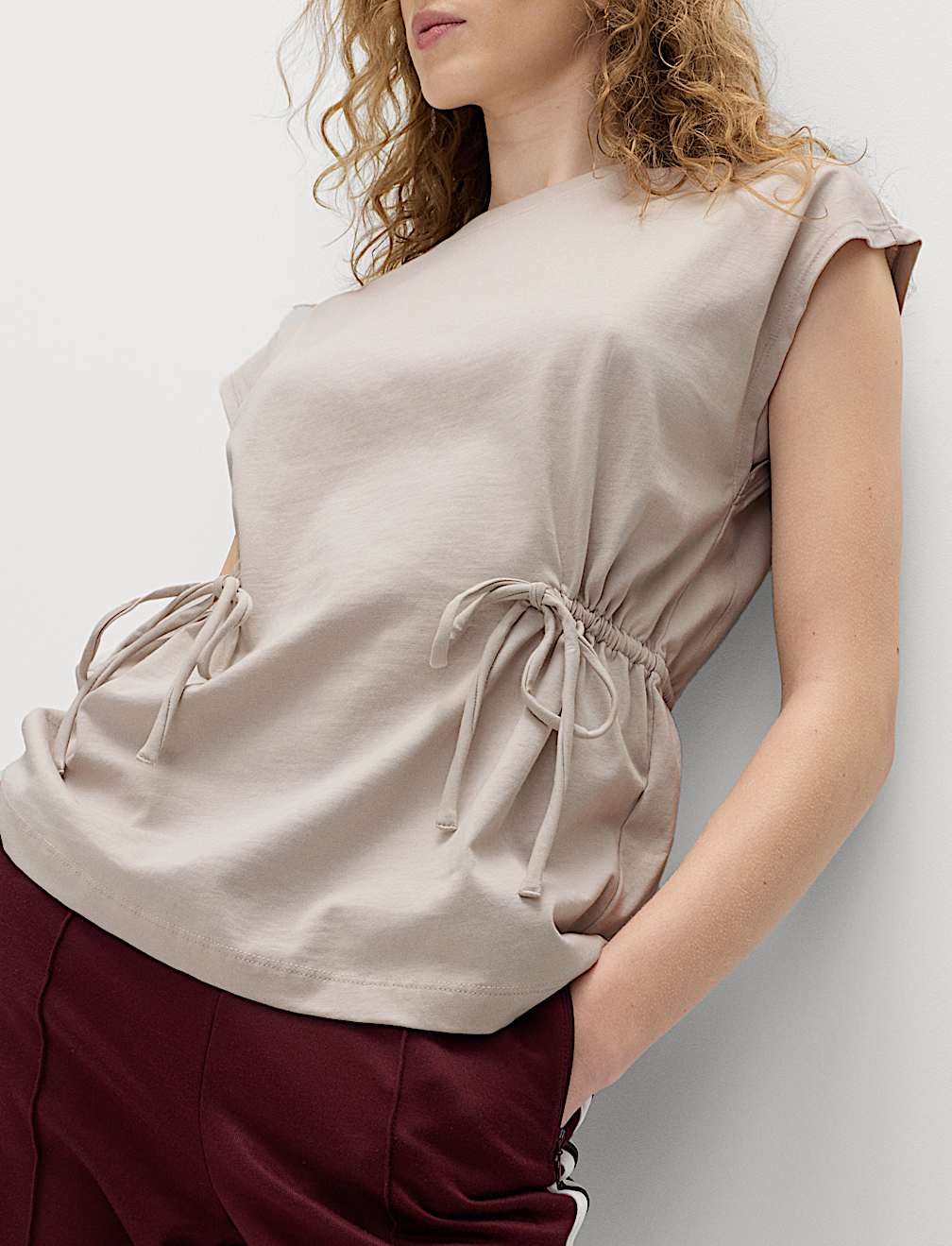 Pure Cotton Tie Waist Oversized T-Shirt
