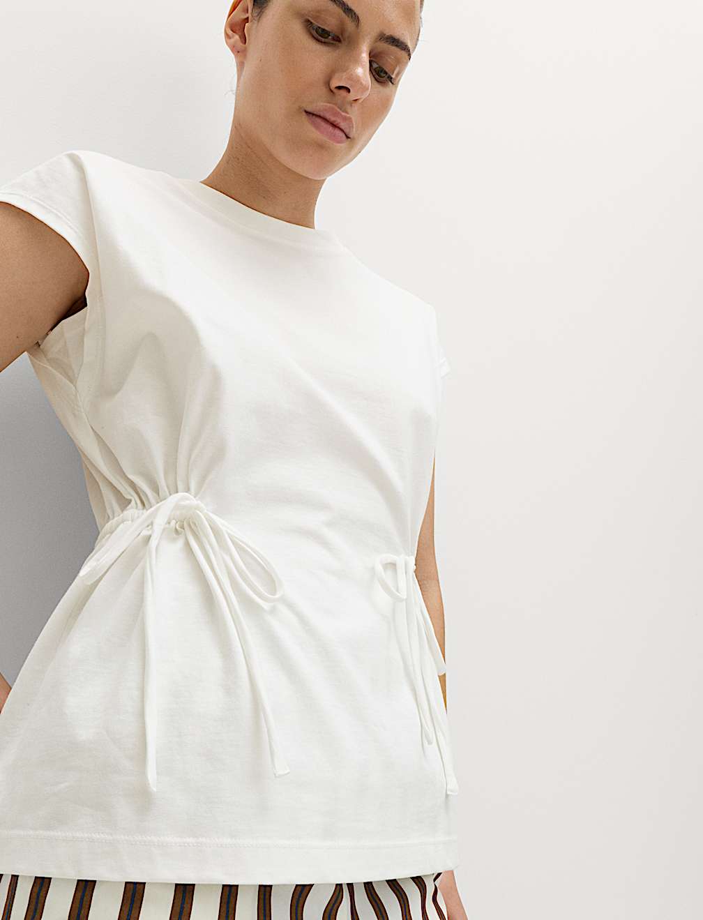 Pure Cotton Tie Waist Oversized T-Shirt