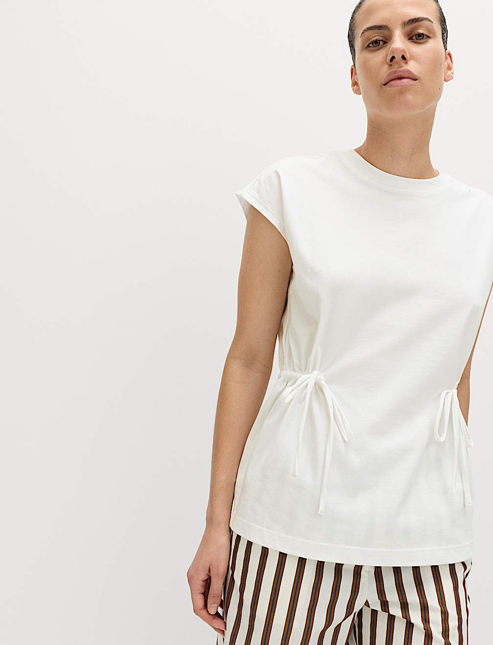 Pure Cotton Tie Waist Oversized T-Shirt