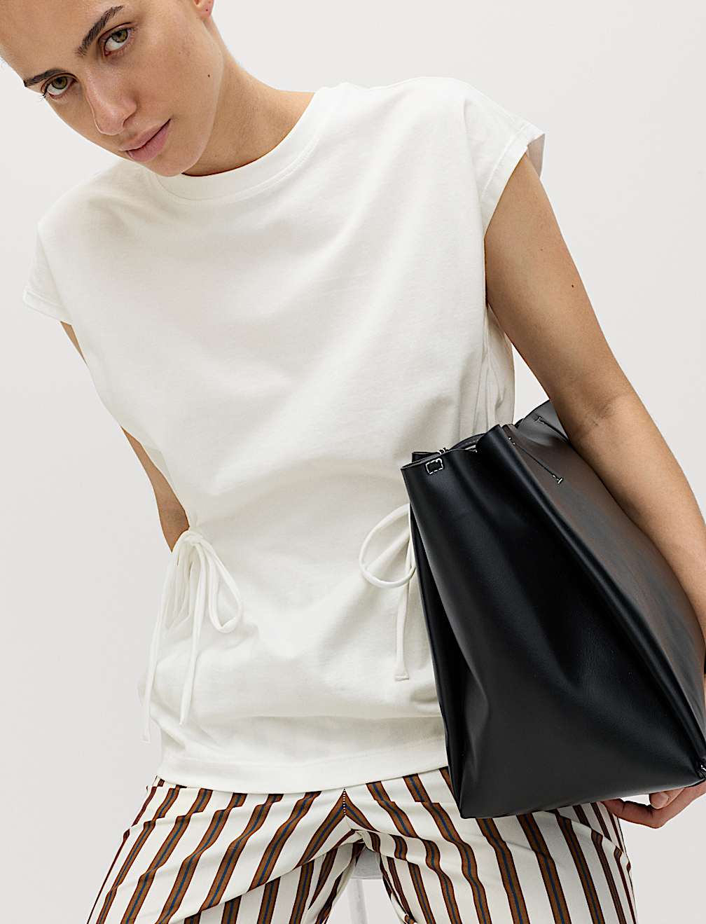 Pure Cotton Tie Waist Oversized T-Shirt