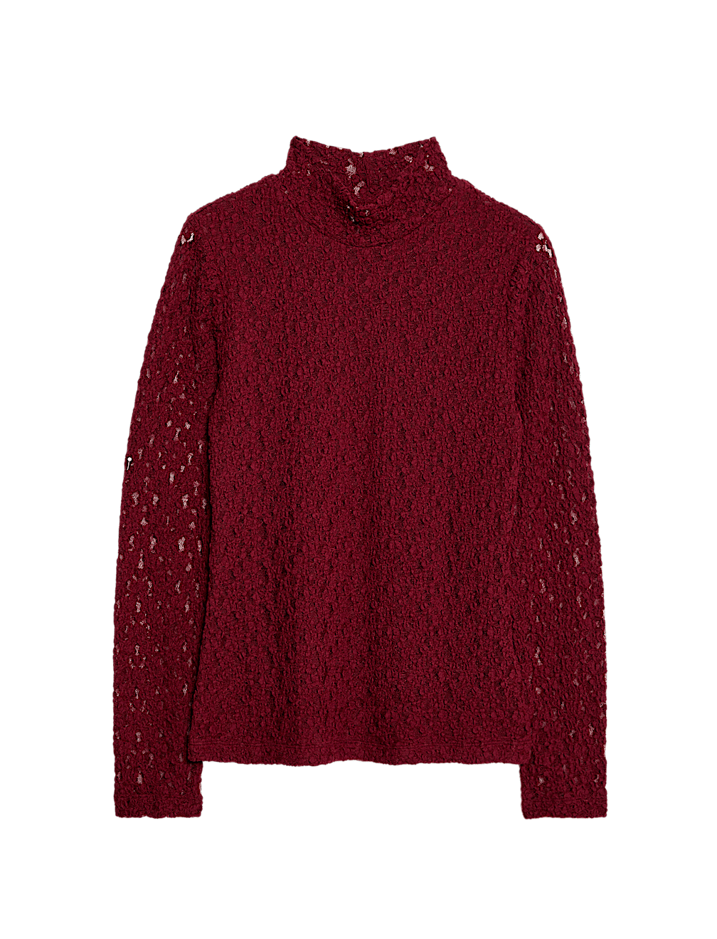 Cotton Blend Lace High Neck Top