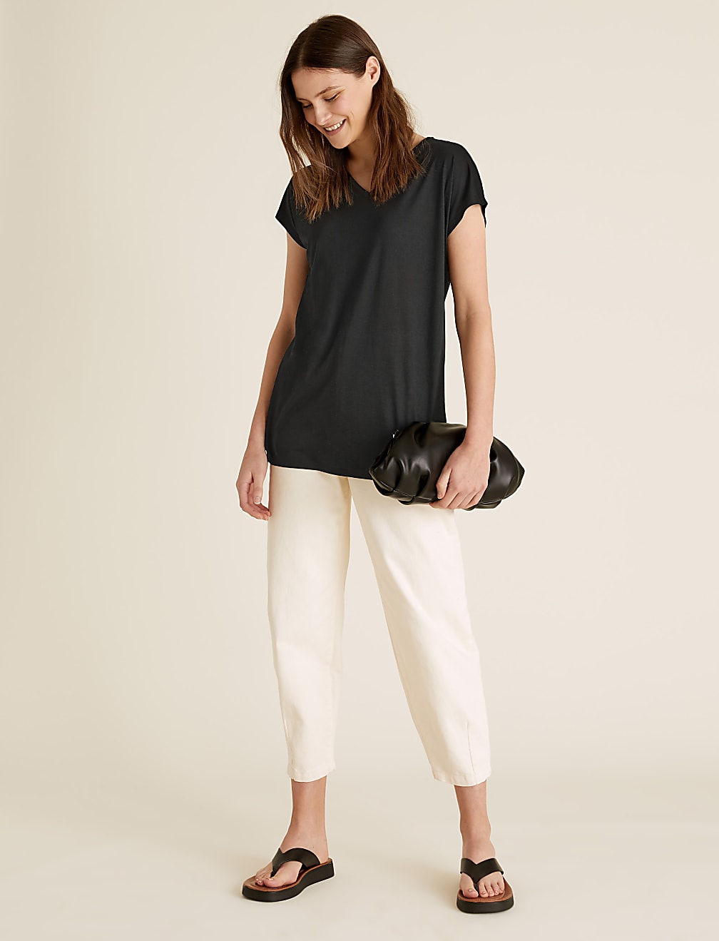 V-Neck Relaxed Longline T-Shirt