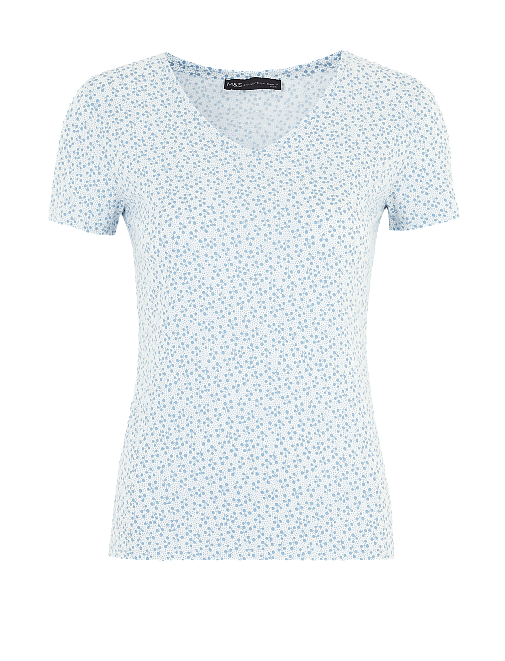 Cotton Ditsy Print V-Neck Fitted Top