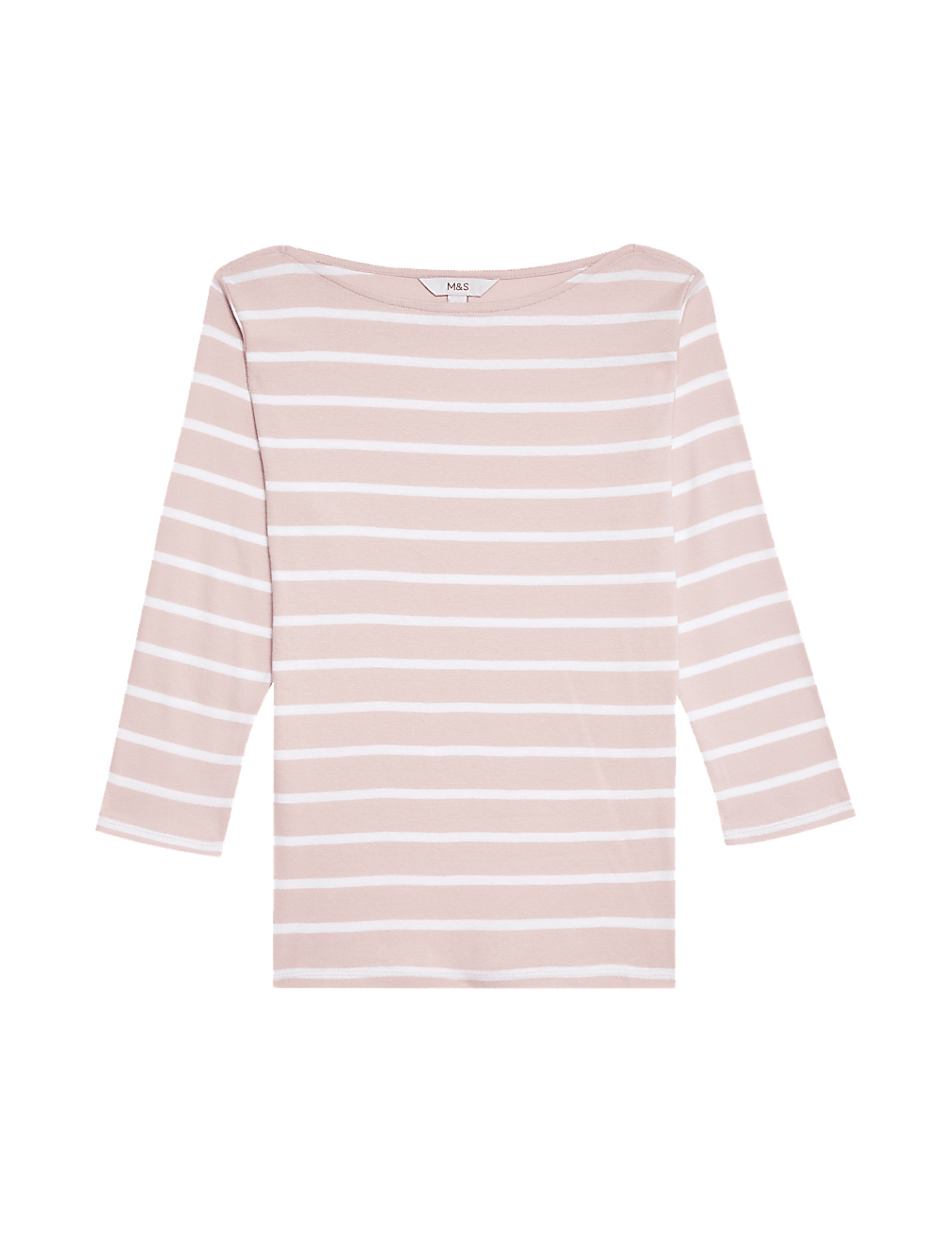 Pure Cotton Striped Slash Neck Slim Fit Top