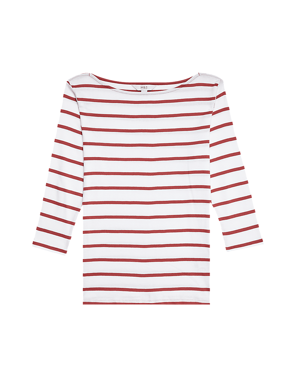 Pure Cotton Striped Slash Neck Slim Fit Top