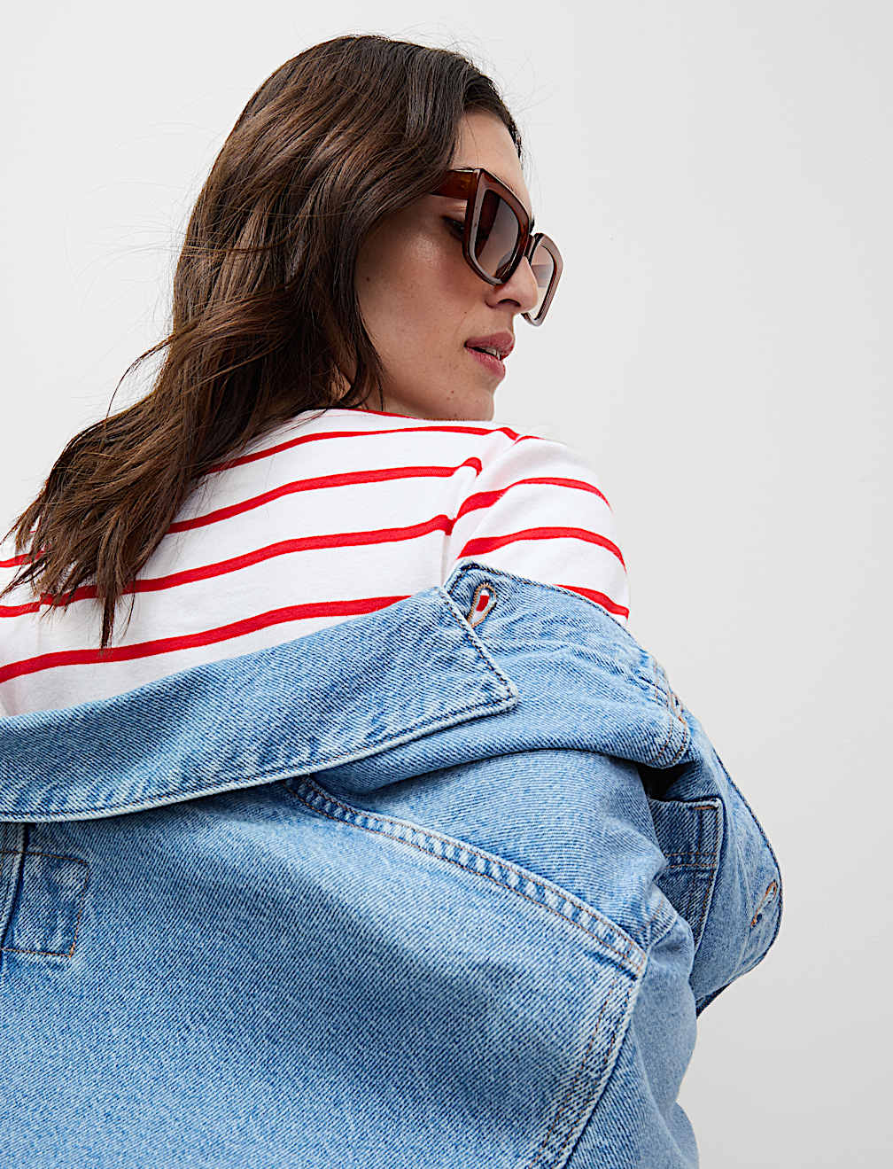 Pure Cotton Striped Slash Neck Slim Fit Top