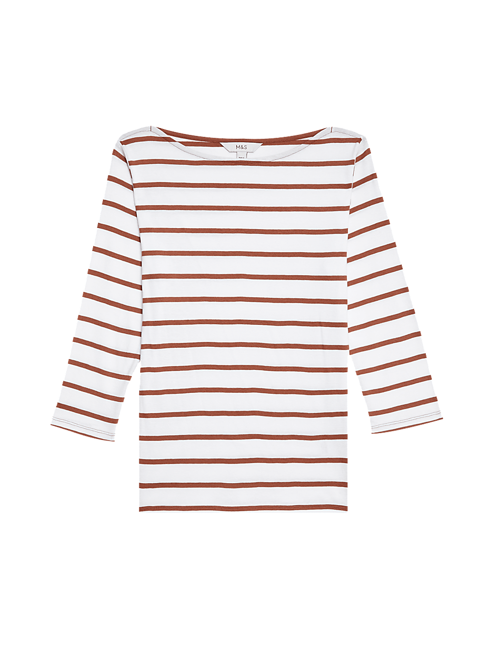 Pure Cotton Striped Slash Neck Slim Fit Top