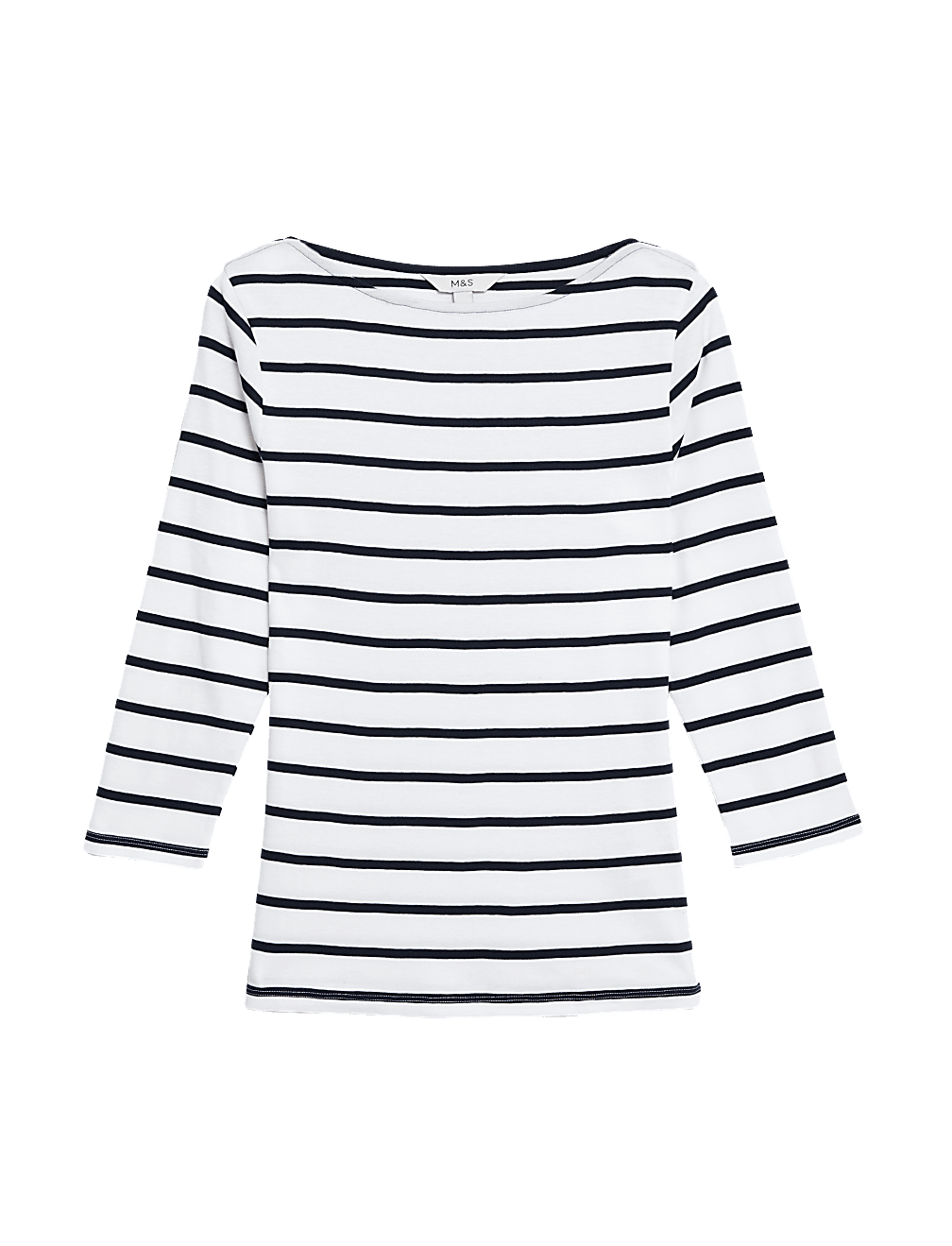 Pure Cotton Striped Slash Neck Slim Fit Top