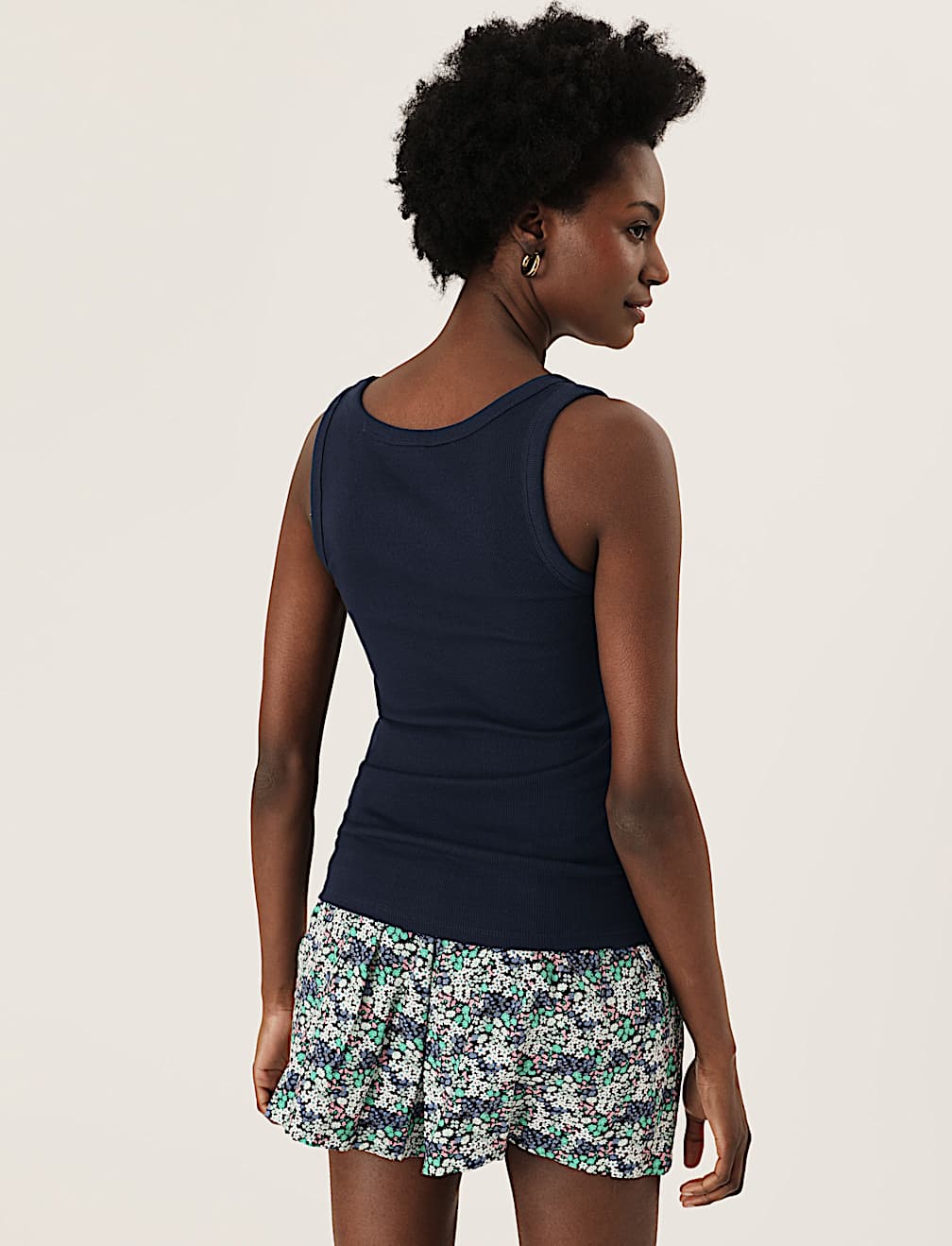 Cotton Rich Ribbed Crew Neck Vest Top