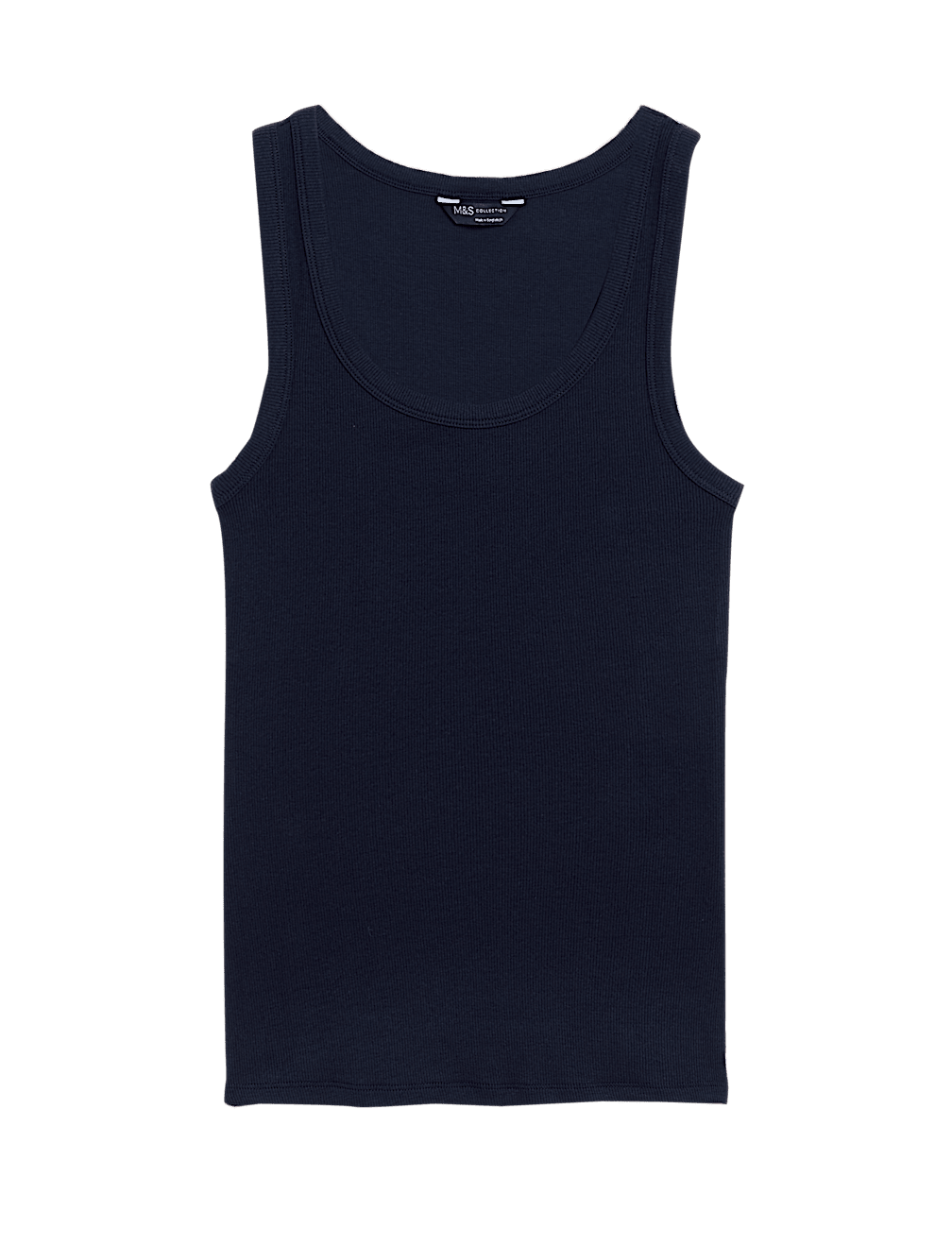 Cotton Rich Ribbed Crew Neck Vest Top