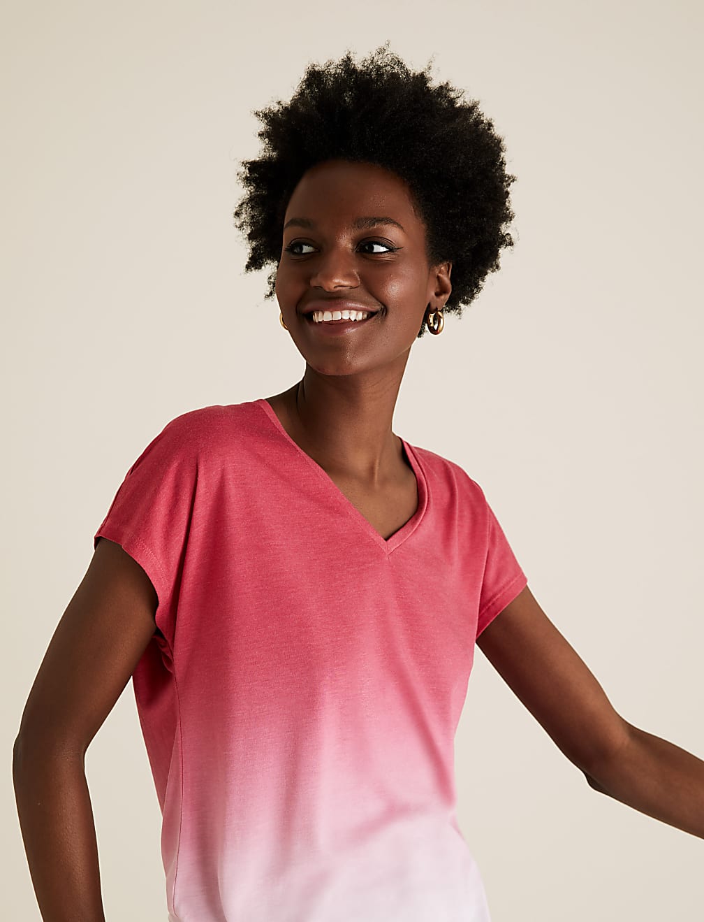 Tie-Dye V-Neck Longline T-Shirt
