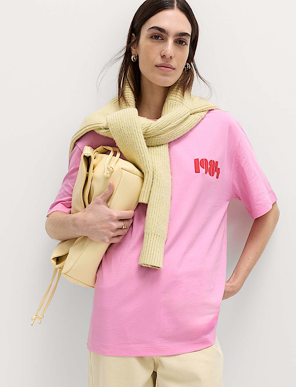 Pure Cotton Graphic Crew Neck Oversized T-Shirt