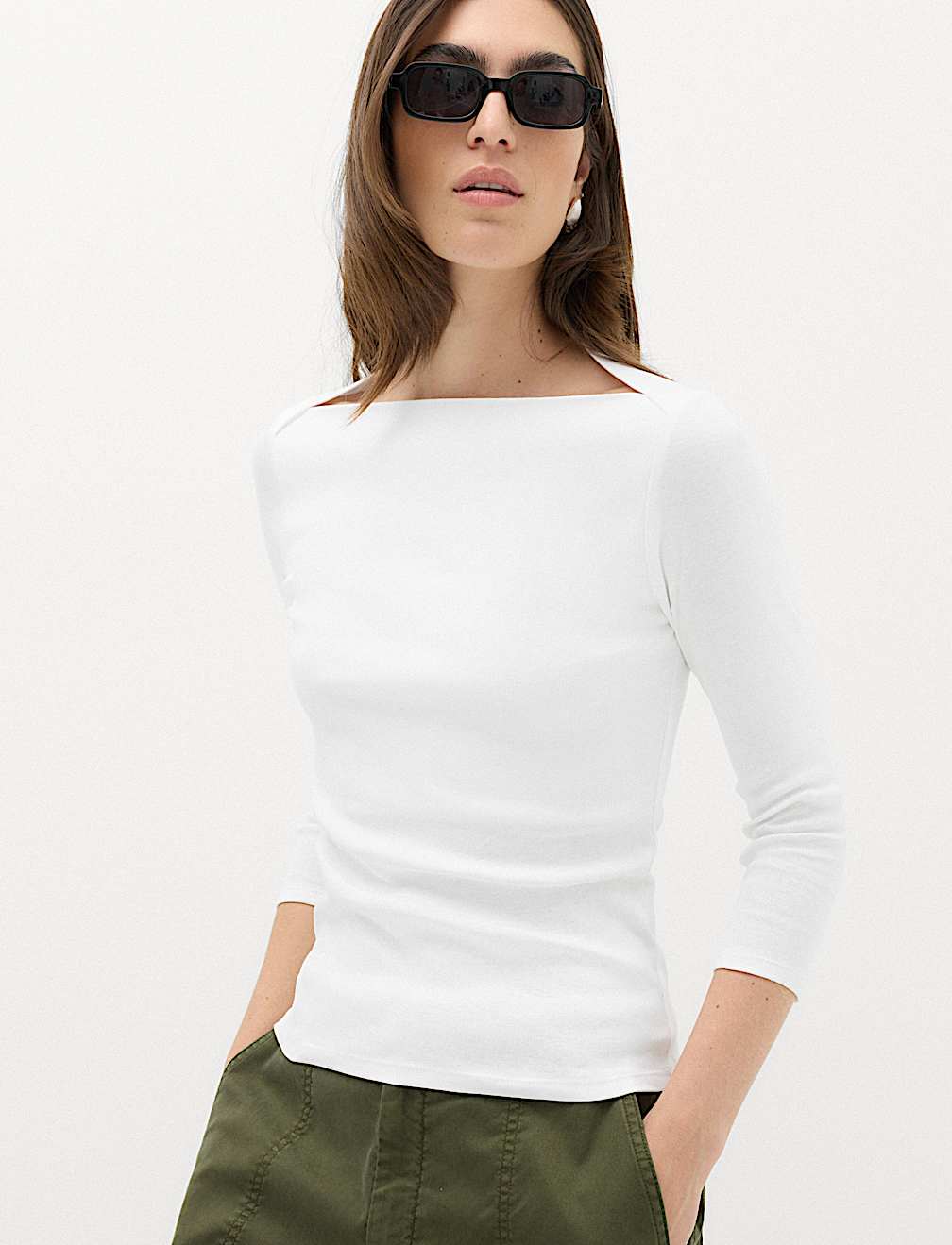 Pure Cotton Slash Neck Top