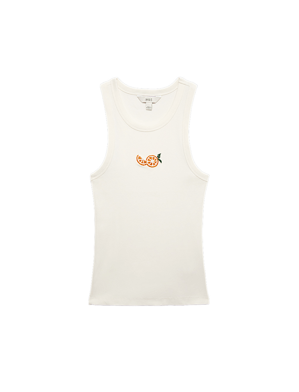 Cotton Rich Embellished Ribbed Vest