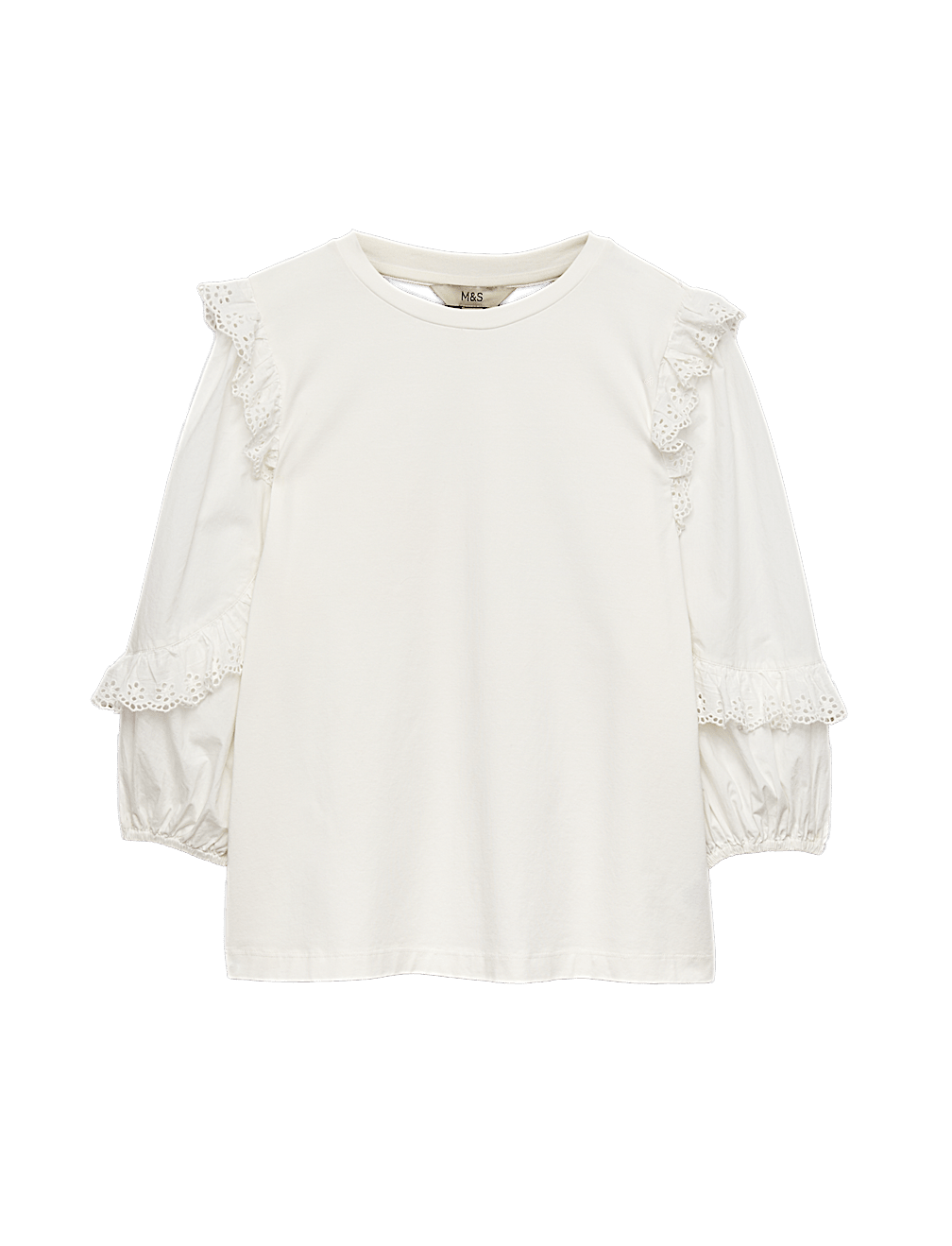 Cotton Rich Ruffle Sleeve Top