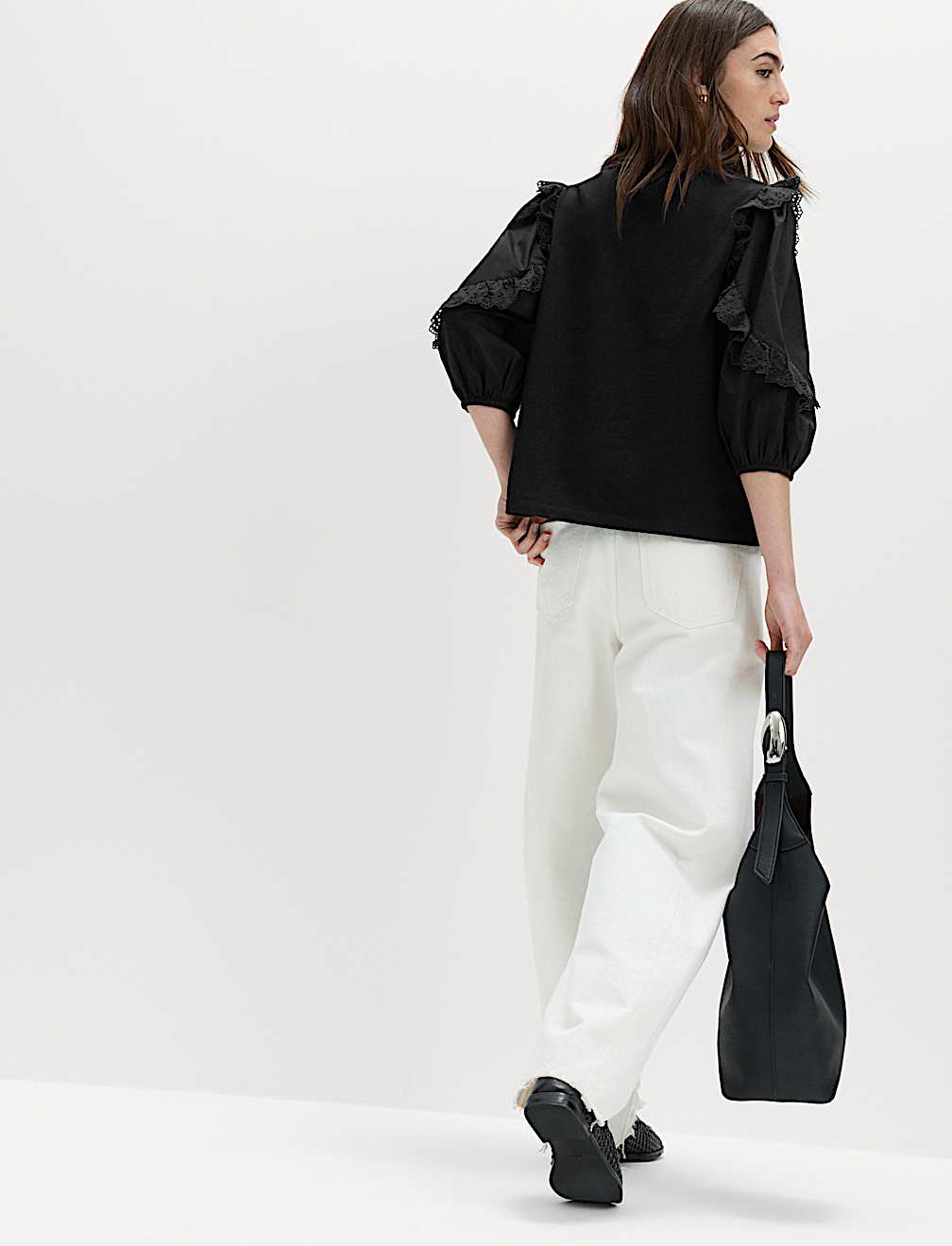 Cotton Rich Ruffle Sleeve Top
