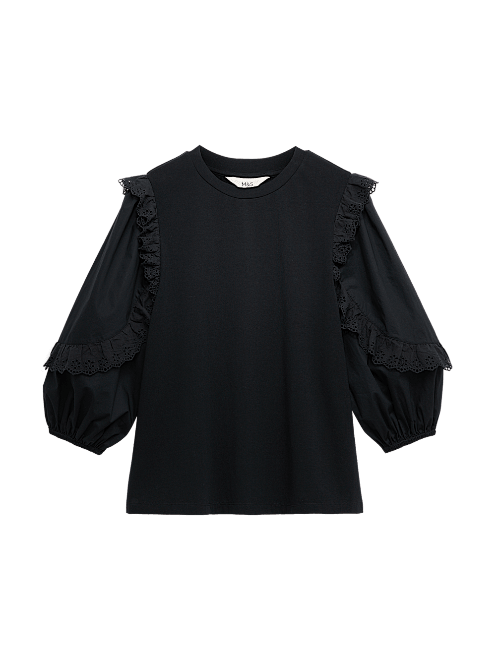 Cotton Rich Ruffle Sleeve Top