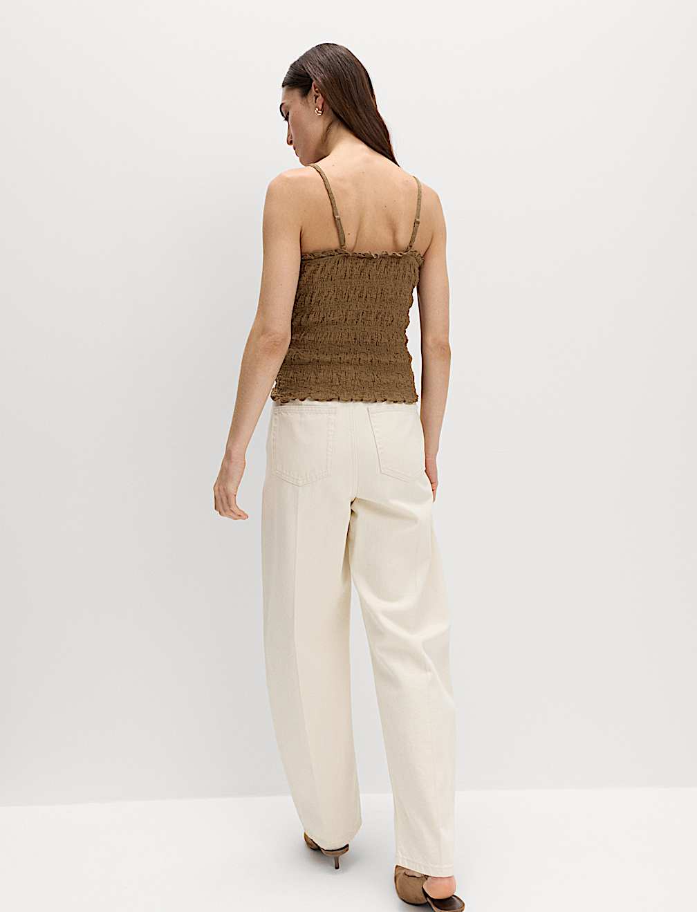 Cotton Rich Textured Square Neck Cami Top