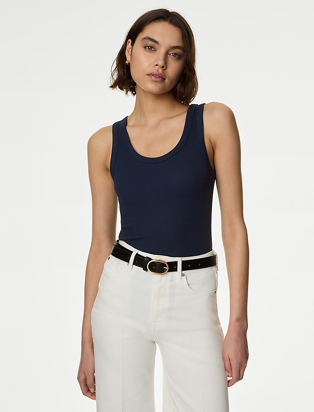 Cotton Rich Ribbed Slim Fit Vest Top