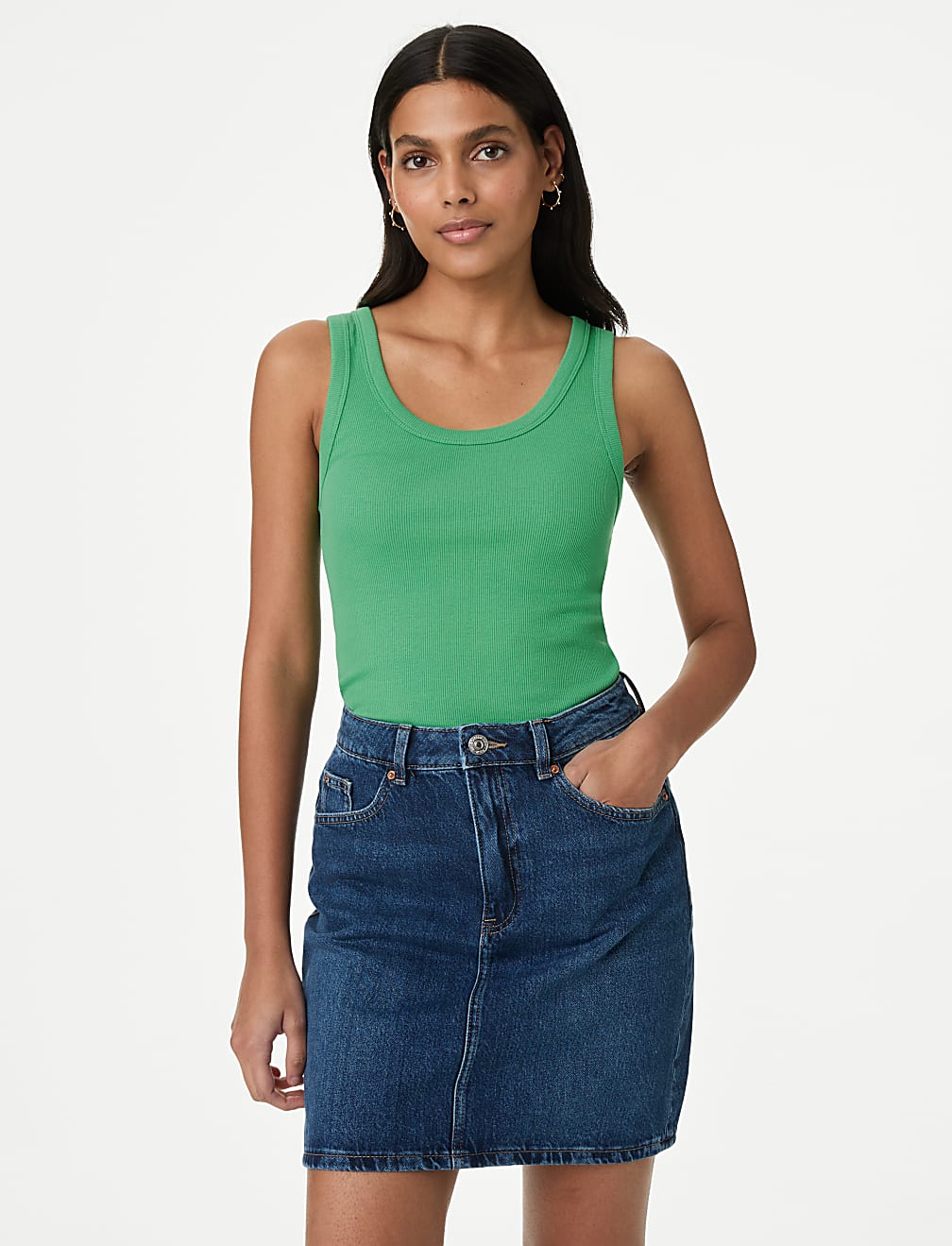 Cotton Rich Ribbed Slim Fit Vest Top