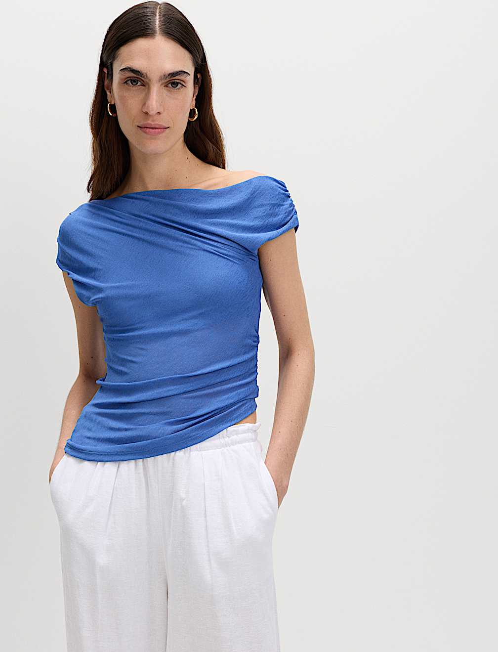 Pure Cotton Asymmetric Drape Top