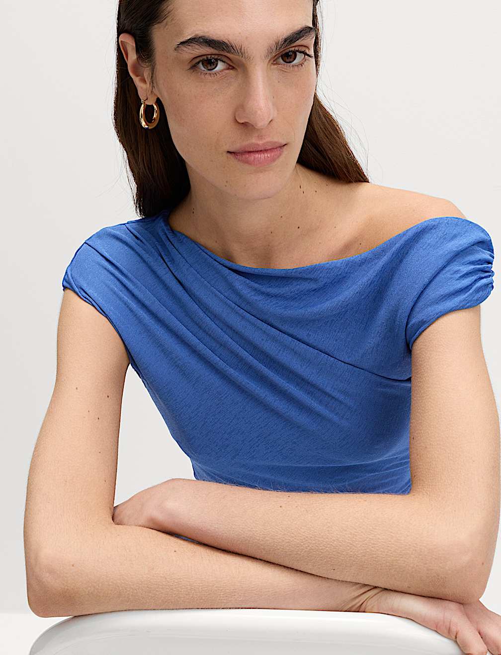 Pure Cotton Asymmetric Drape Top