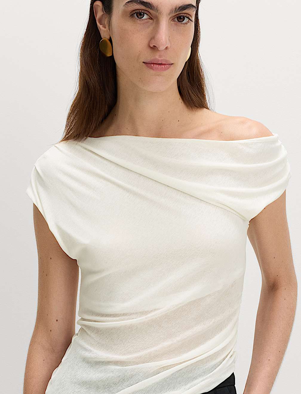 Pure Cotton Asymmetric Drape Top