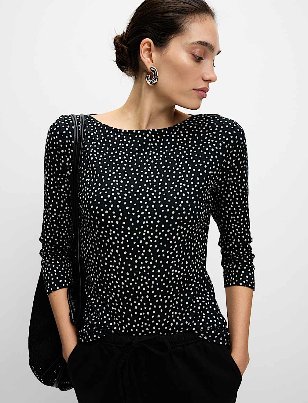 Pure Cotton Printed Slim Fit Slash Neck Top