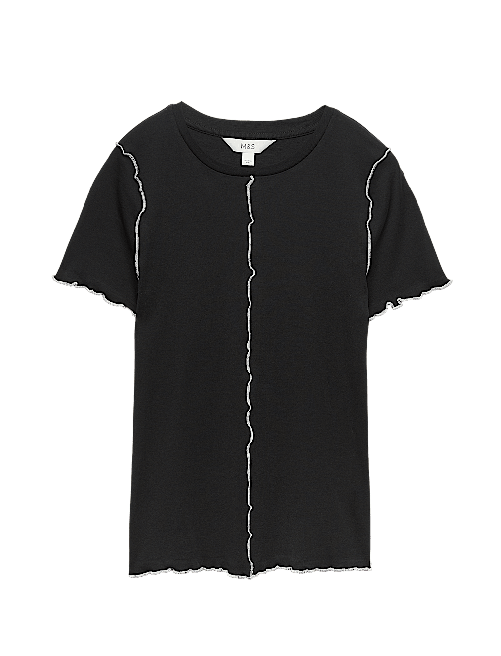 Pure Cotton Contrast Seam T-Shirt