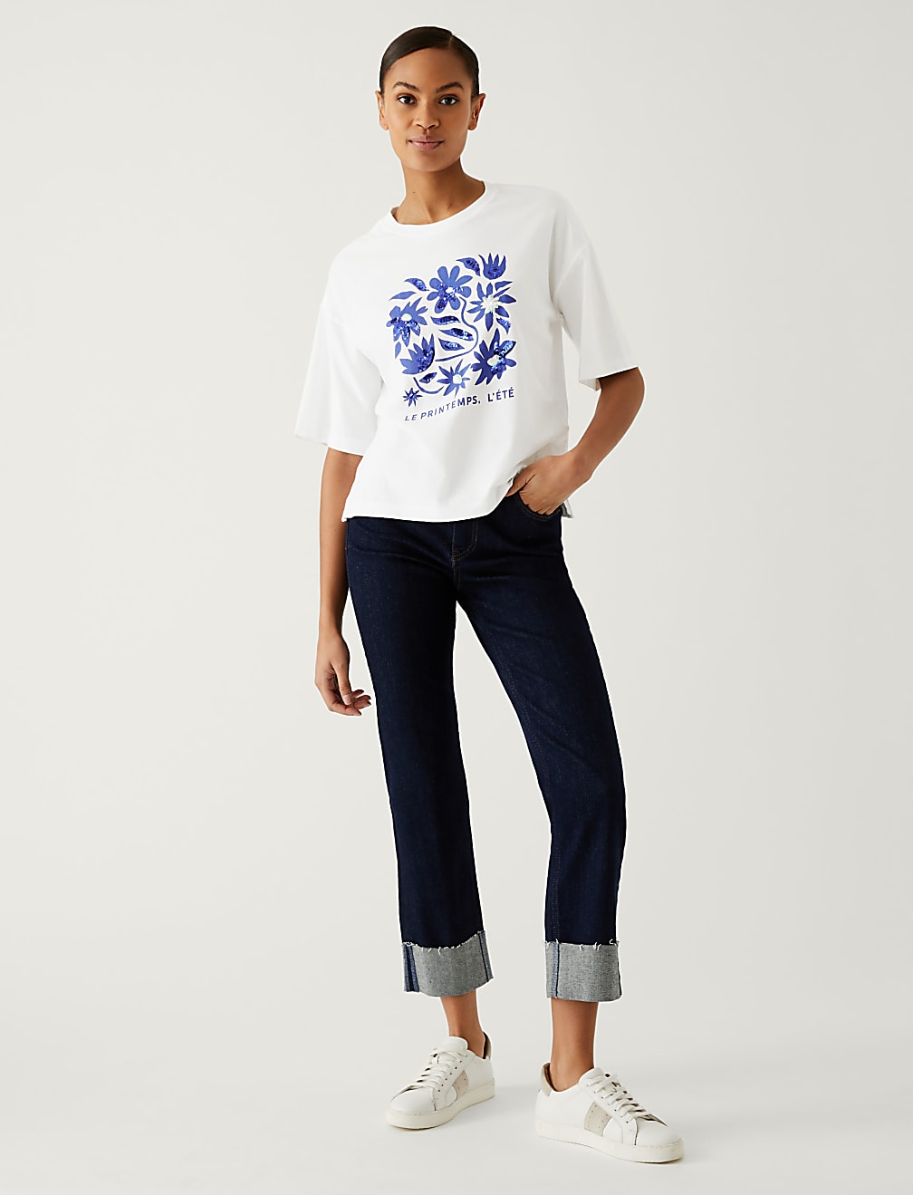 Pure Cotton Sequin Printed T-Shirt