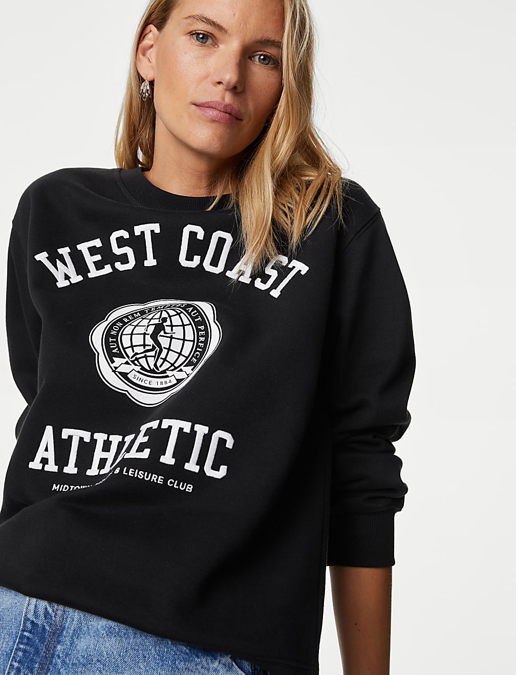 Cotton Rich Slogan Sweatshirt