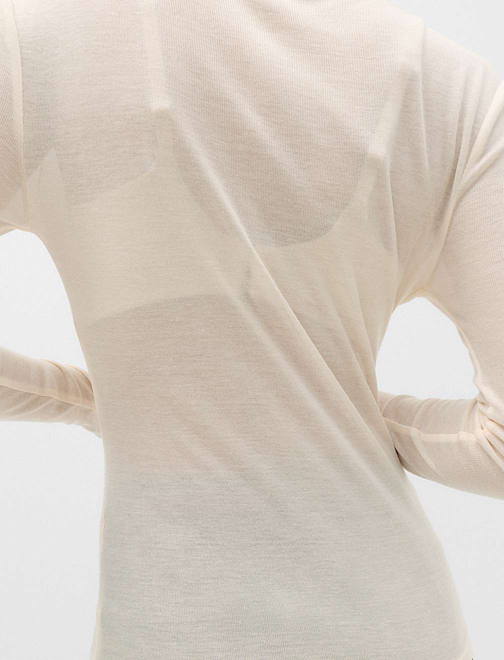 Wool Touch Semi Sheer Layering  Henley Top
