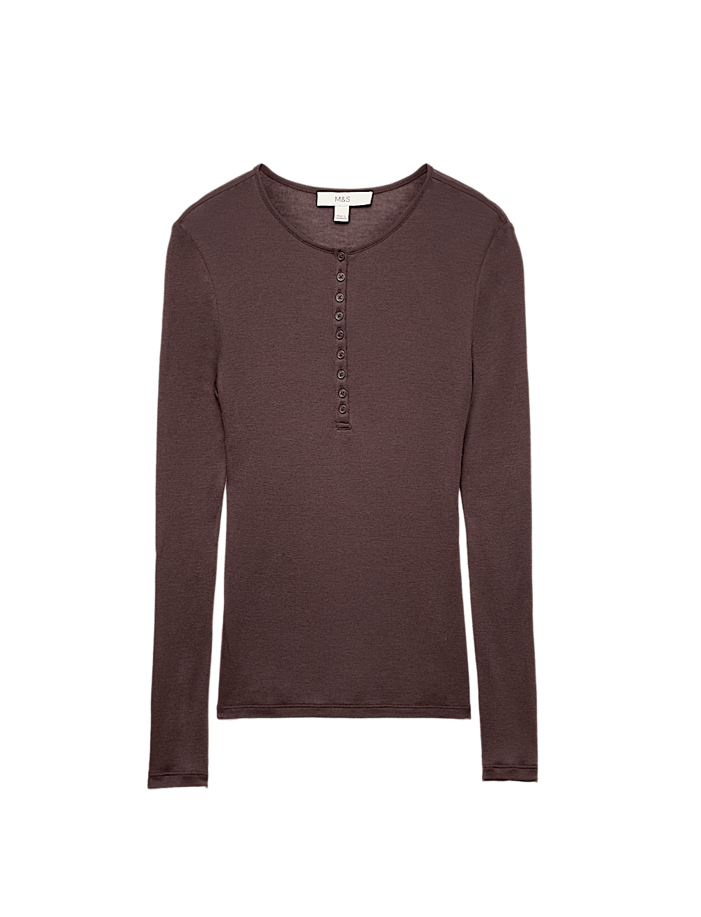 Wool Touch Semi Sheer Layering  Henley Top
