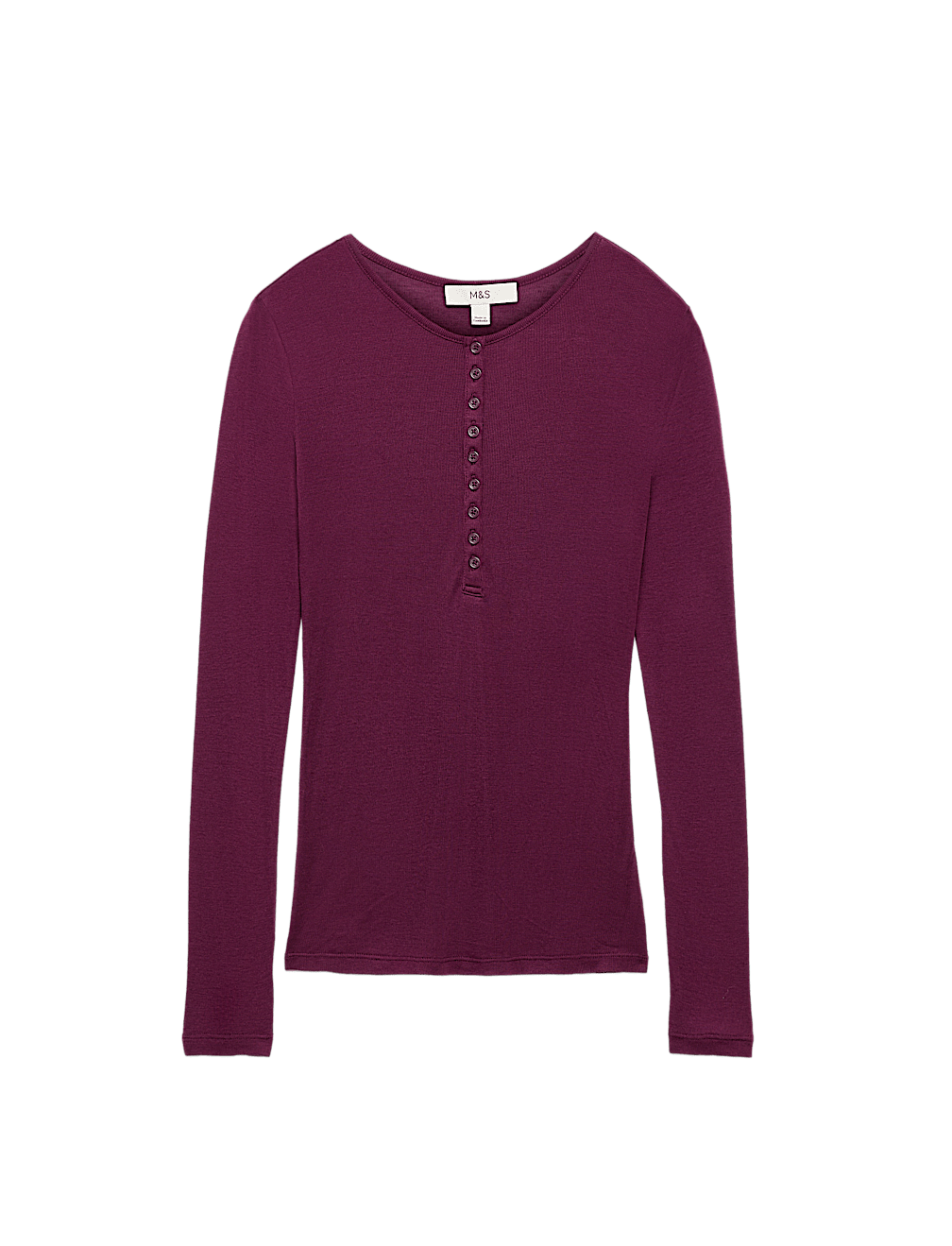 Wool Touch Semi Sheer Layering  Henley Top