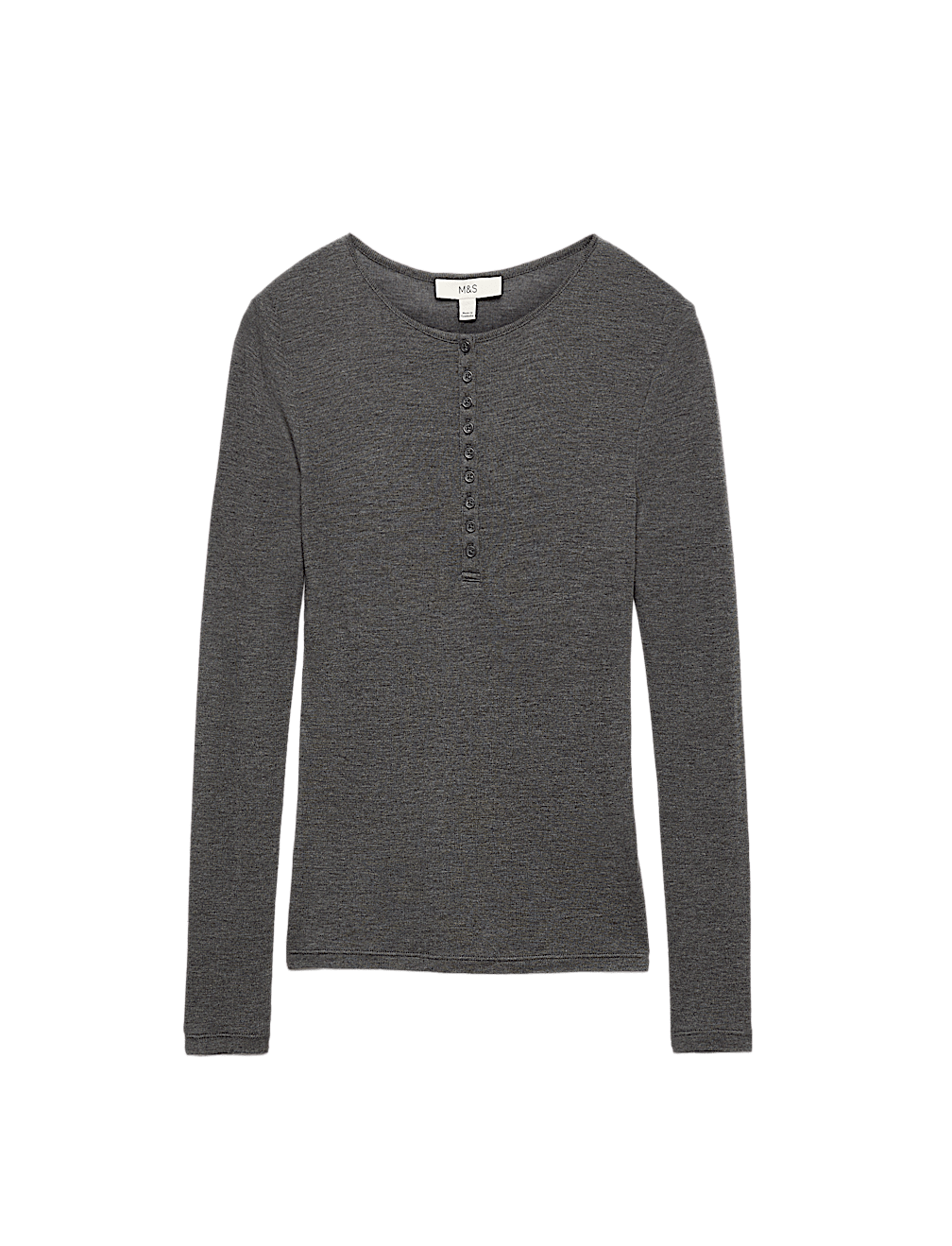 Wool Touch Semi Sheer Layering  Henley Top