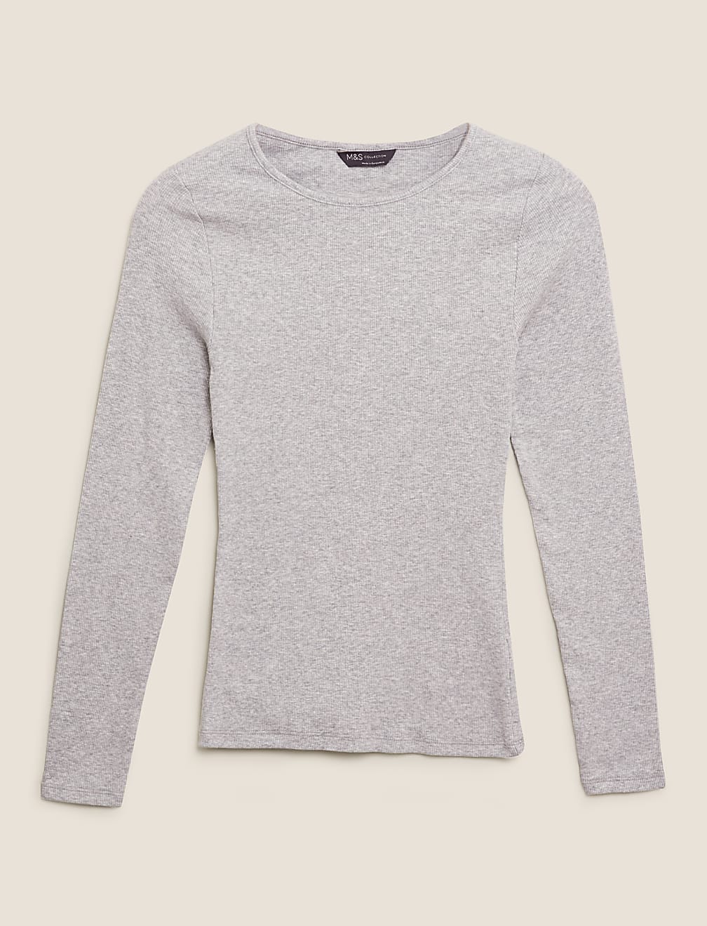 Cotton Ribbed Fitted Long Sleeve Top