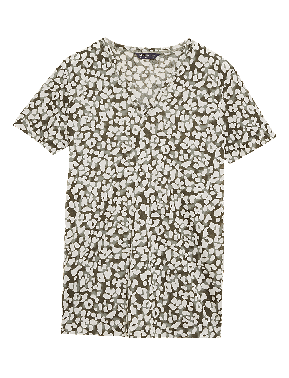 Printed V-Neck Relaxed Longline T-Shirt
