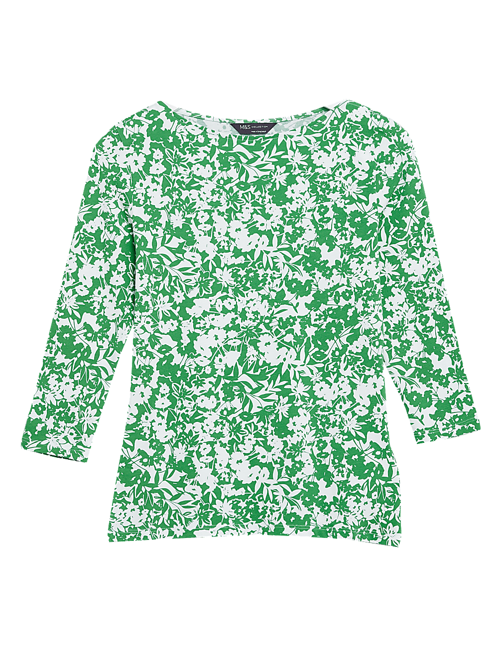 Cotton Rich Printed Slash Neck Fitted Top