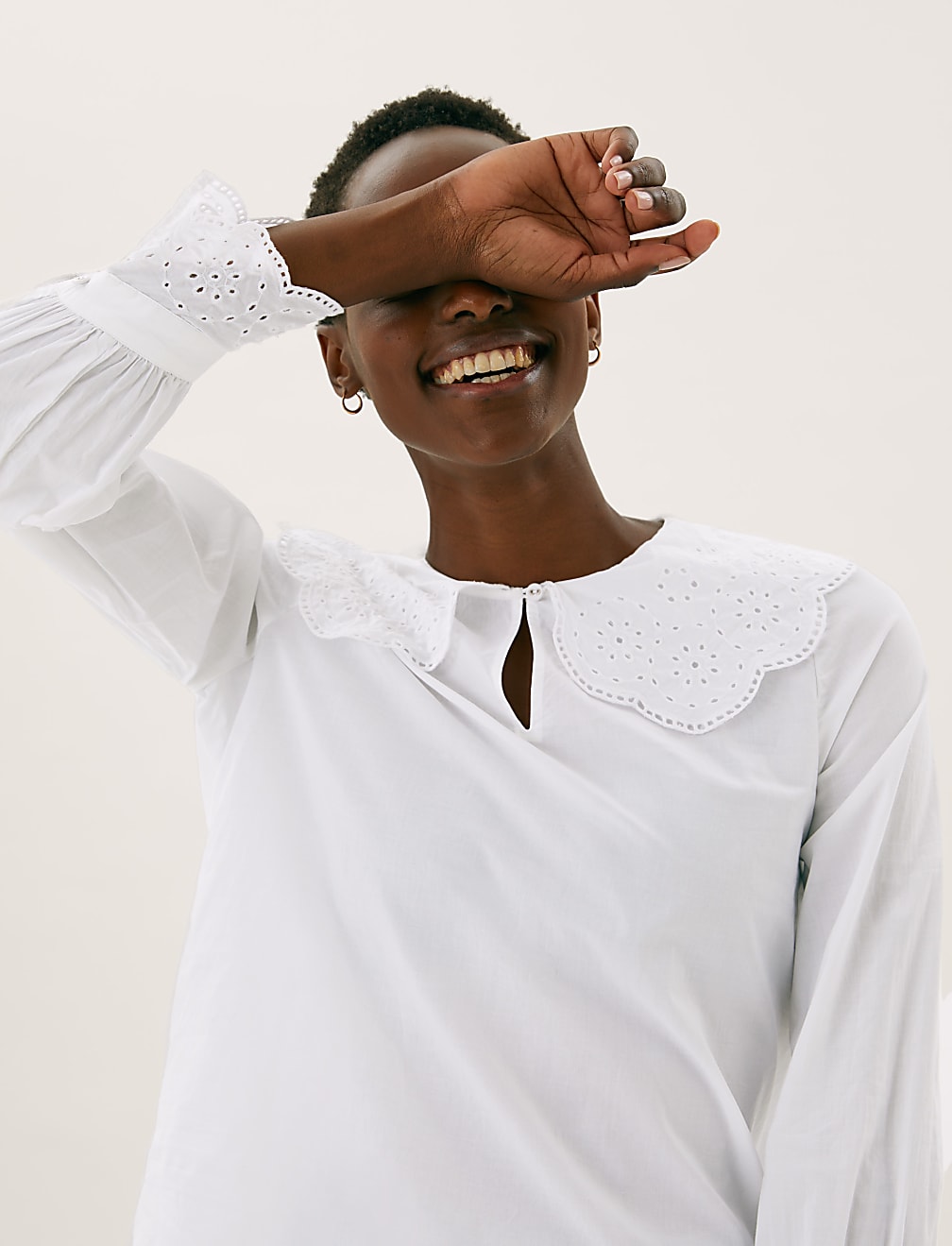 Pure Cotton Embroidered Regular Fit Blouse