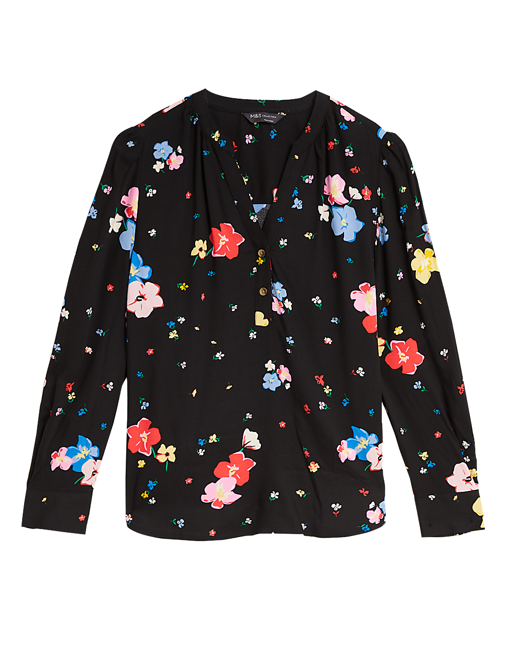 Polka Dot V-Neck Relaxed Long Sleeve Blouse