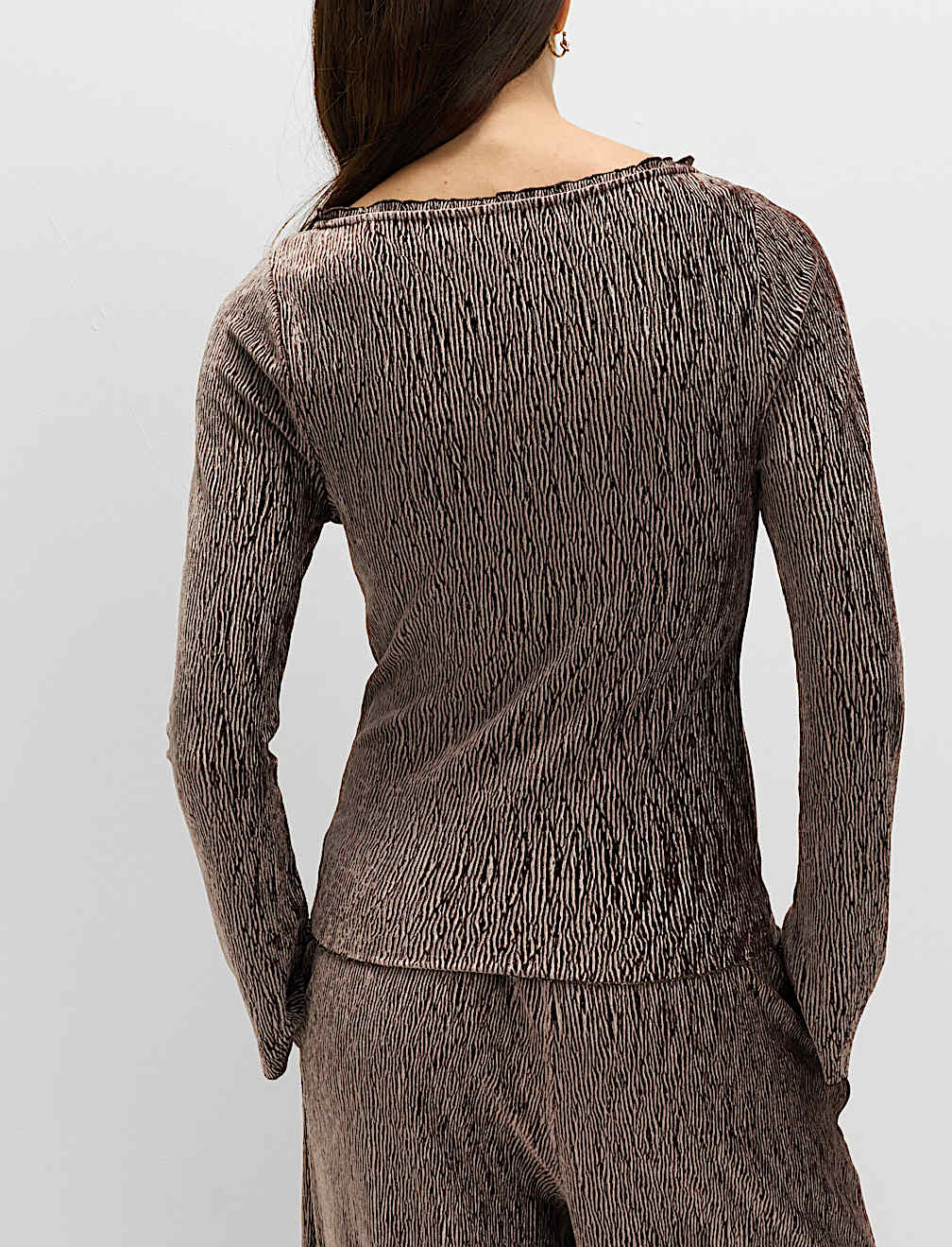 Velvet Smocked Long Sleeve Top