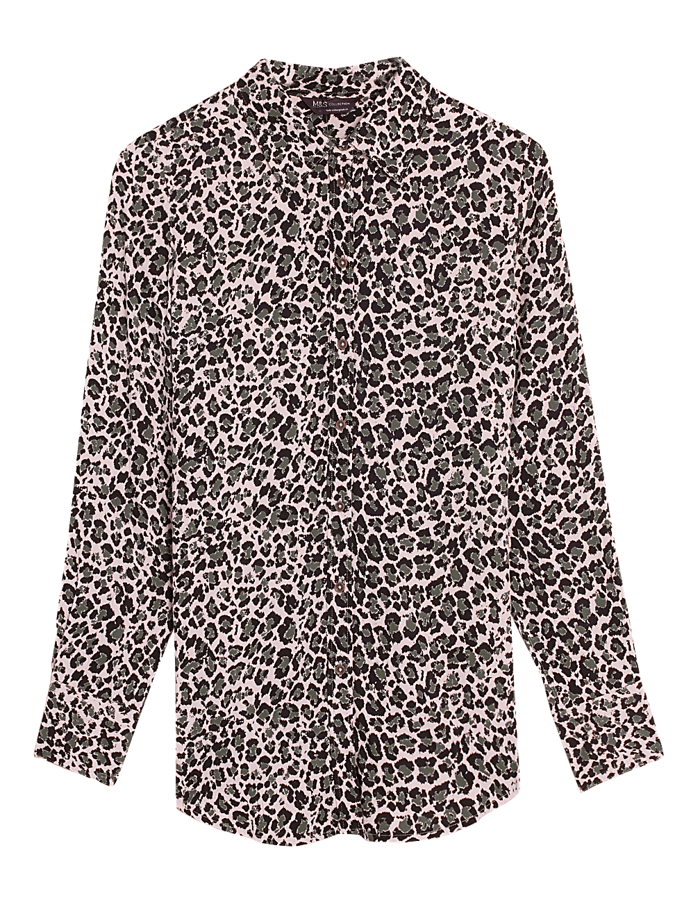 Animal Print Collared Longline Shirt