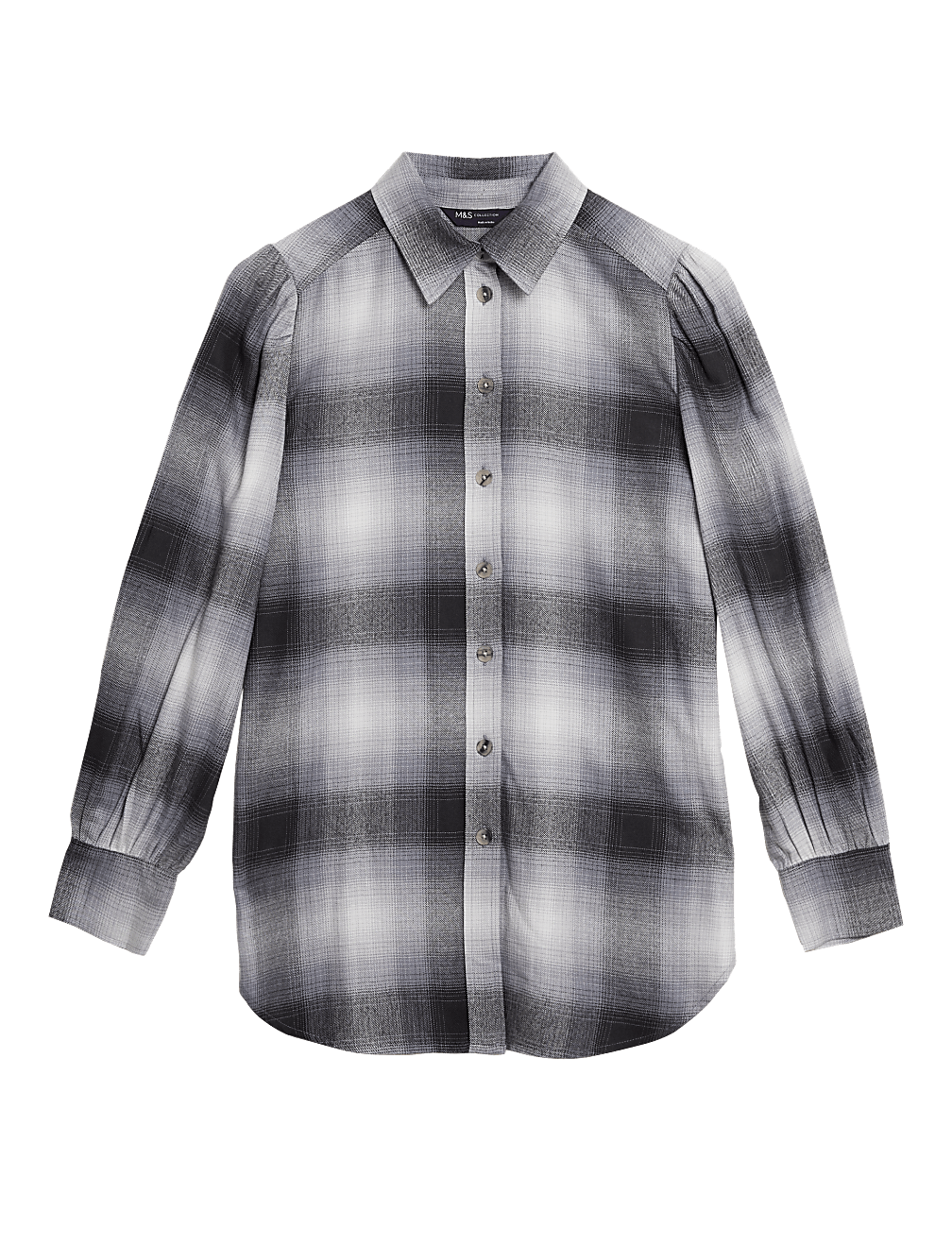 Checked Collared Relaxed Longline Shirt
