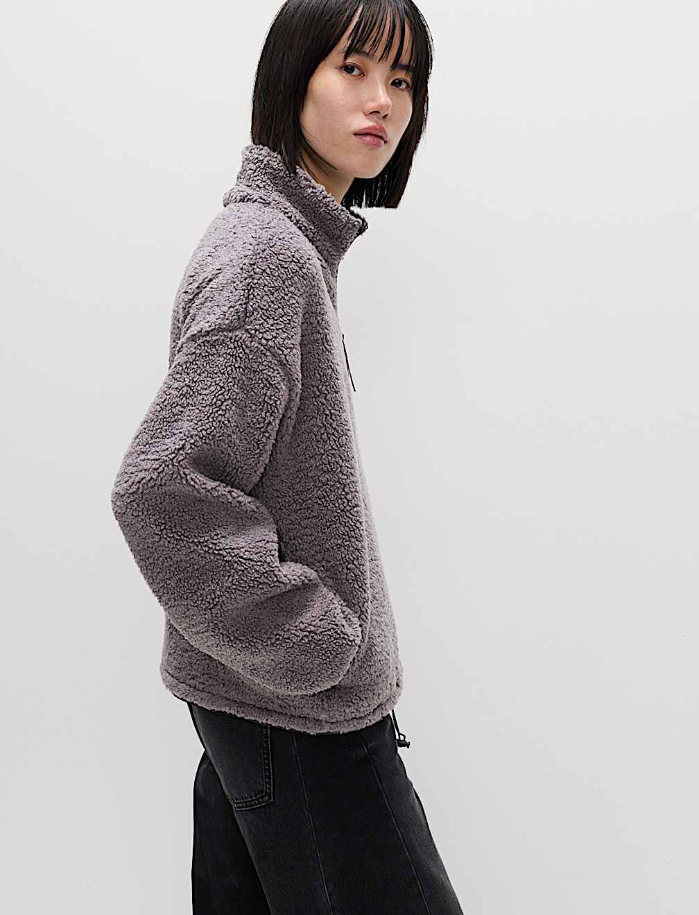 Borg Funnel Neck Half Zip Sweatshirt