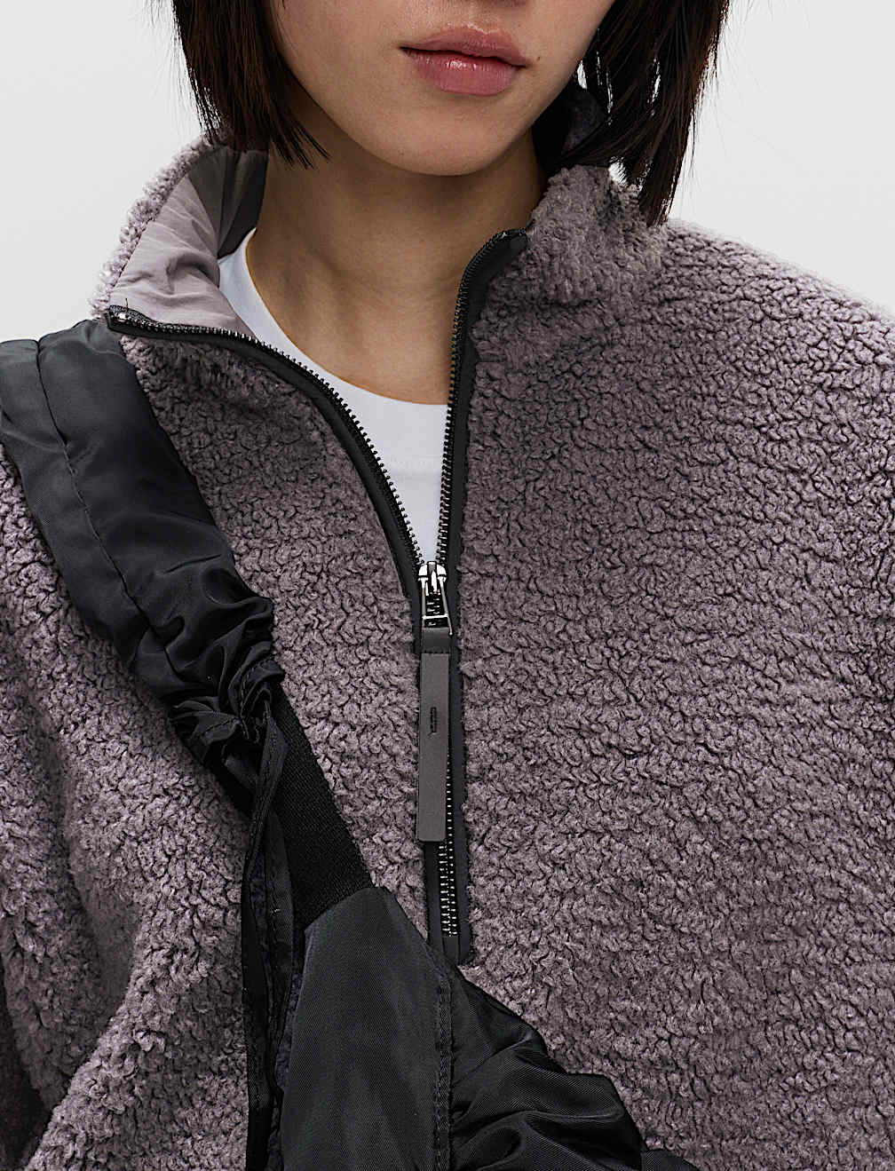 Borg Funnel Neck Half Zip Sweatshirt