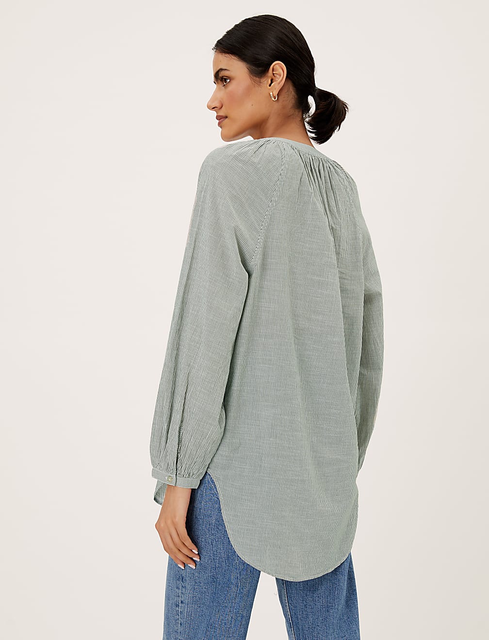 Pure Cotton Striped Long Sleeve Blouse