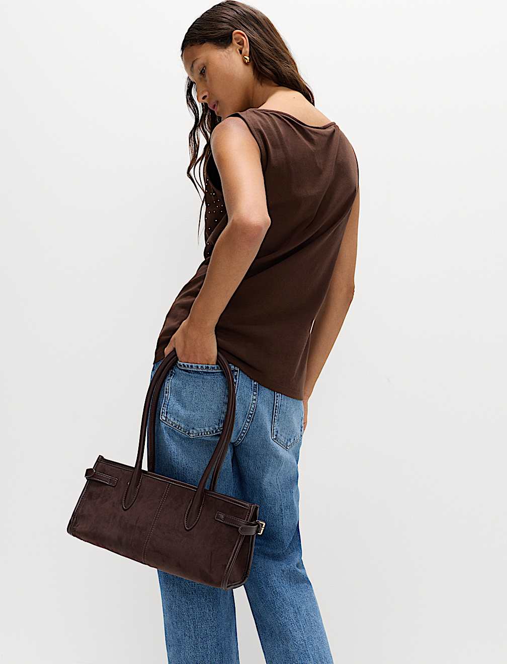 Cotton Rich Embellished Slash Neck Vest