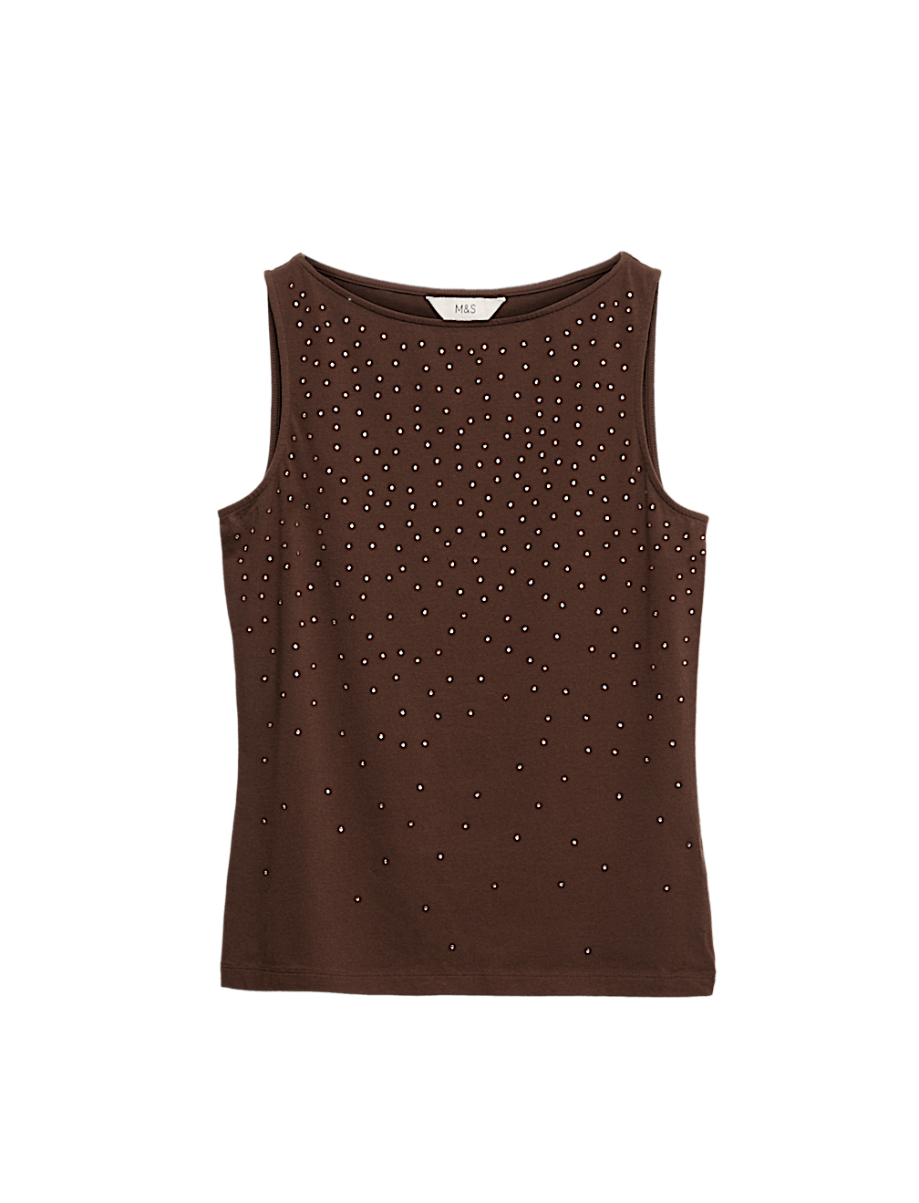 Cotton Rich Embellished Slash Neck Vest